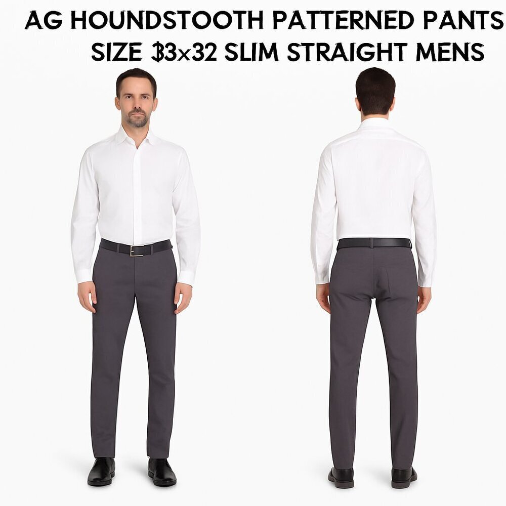 AG ADRIANO GOLDSCHMIED HOUNDSTOOTH PANTS 33X32 SLIM STRAIGHT